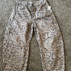 Free people leopard good luck barrel jeans